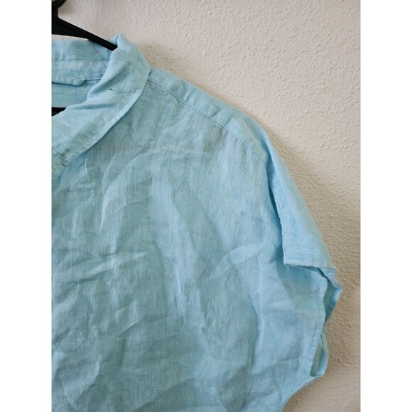 Talbot Women's Beach Summer Travel Linen Tie Hem Button Front Top Cross Dye Sz L - Picture 5 of 9